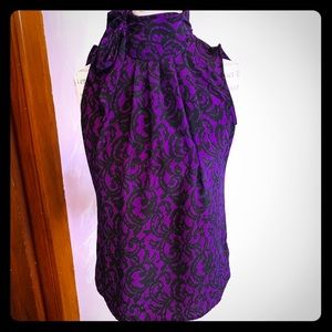 NY&Co Purple Lace Print Blouse
